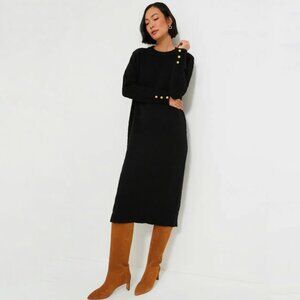 Tuckernuck Black Boucle Knit Nelle Dress Midi Maxi Sweater Long Sleeve XL